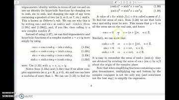 1.4 Elementary functions of complex variables. Trig fns (cont.)