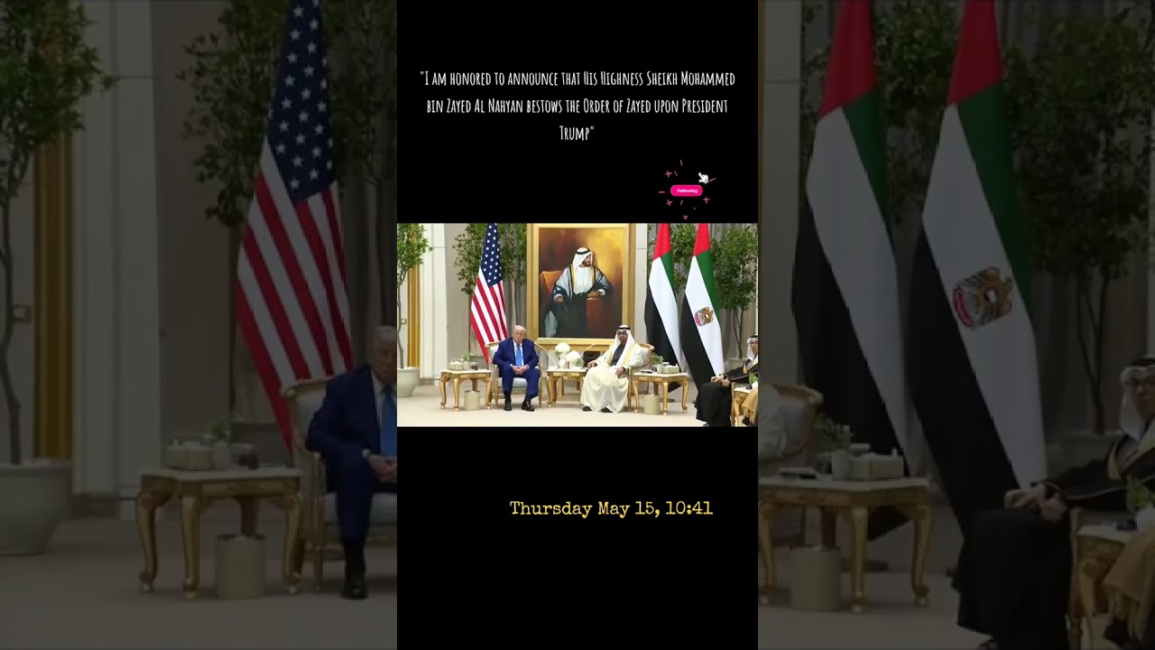 Sheikh Mohammed bin Zayed Al Nahyan awards President Trump the Order of Zayed 🇺🇸🇦🇪