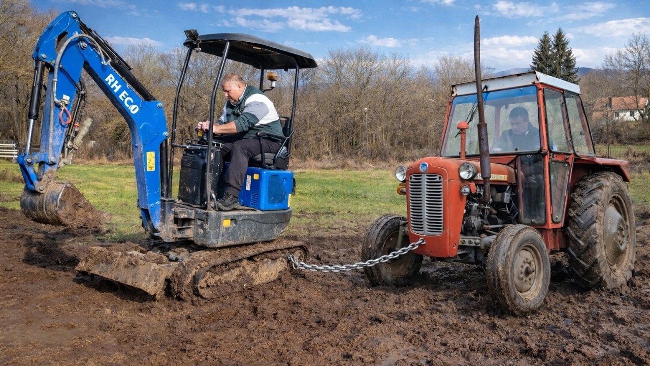 Can a $2000 Mini Excavator Pull a Tractor Out of Deep Mud?!
