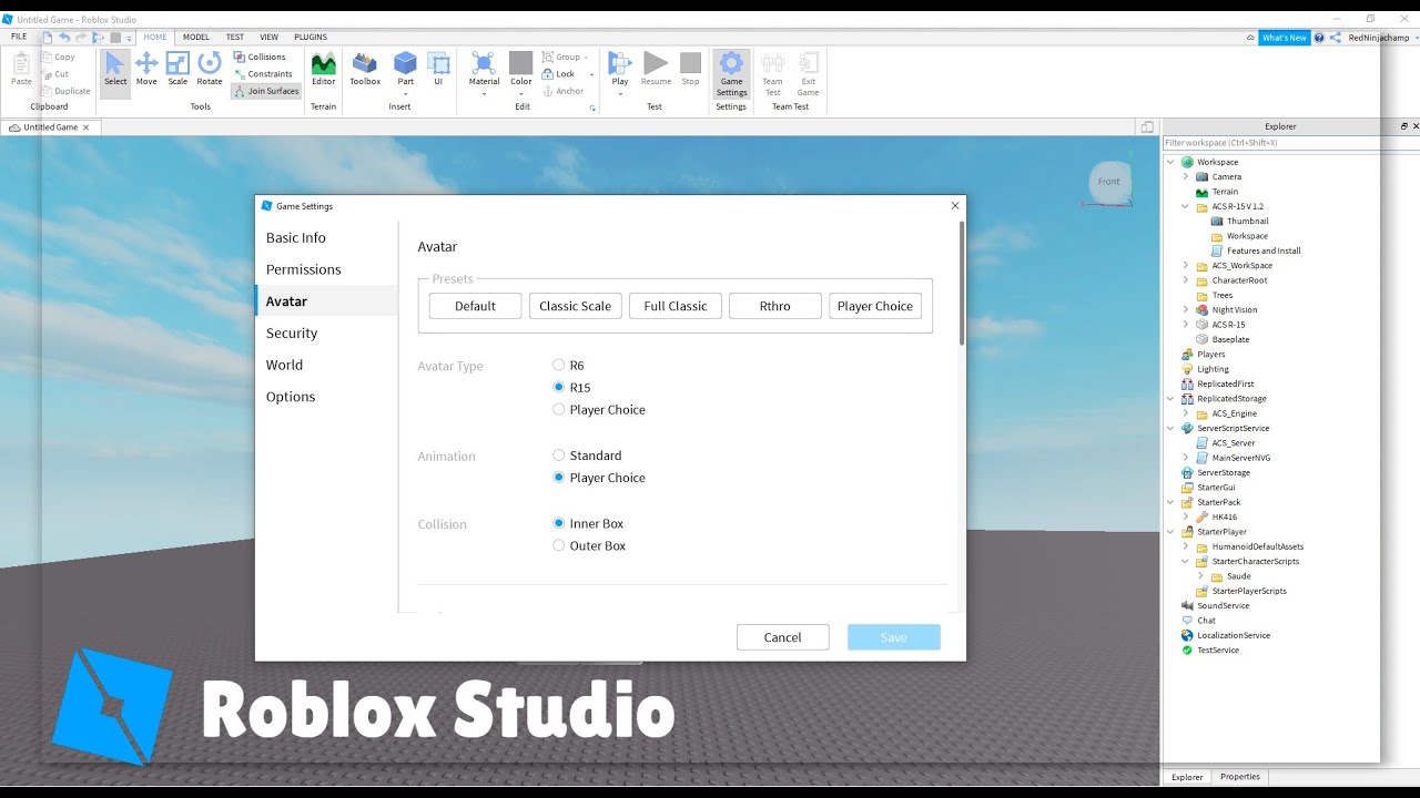 How To Install Acs R15 Roblox Studio 2020 Youtube - turn off r15 roblox 2021