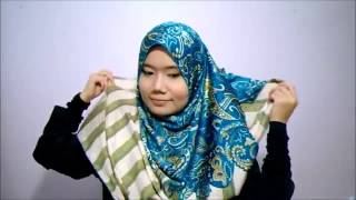 Cara pakai selendang terkini simple tutup dada Najwa Latif 2014