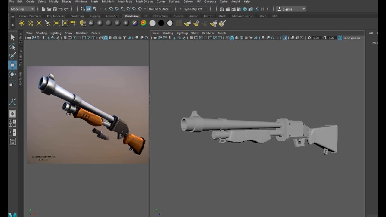 3D Gun Modeling - Low Poly - YouTube