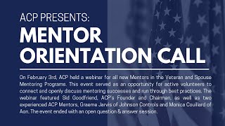ACP Presents: Mentor Orientation Call