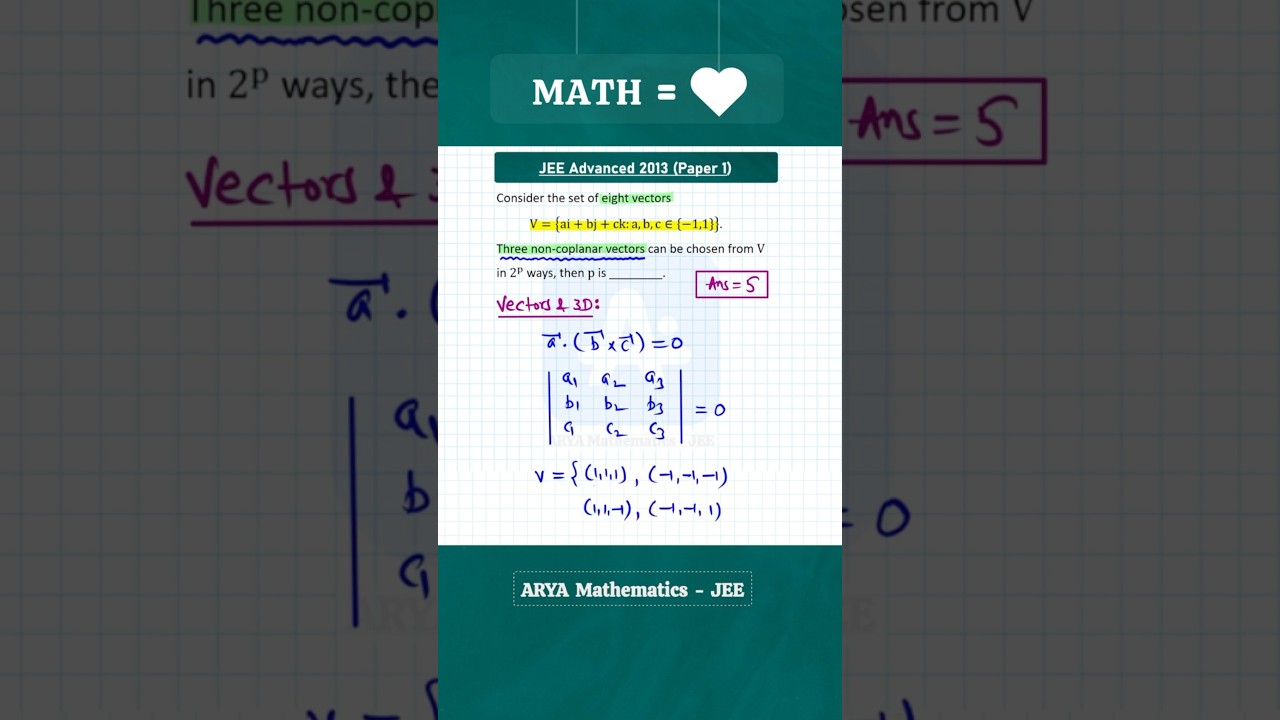 Vectors and P&C - Select 3 Non - Coplanar Vectors | JEE Advanced 2013 