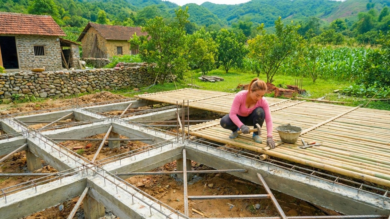 Constructing an Ultra Strong Foundation Beam Structure Using Steel and Bamboo for Concrete Pouring