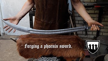 Forging a pattern welded Pheunix scimitar, part 3,  forging the guard, with voice over.