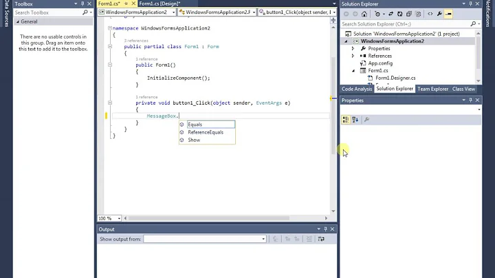 Beginner Guide Visual Studio (MessageBox) Windows Forms Application