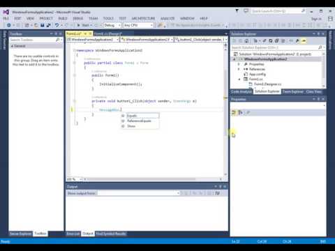 Beginner Guide Visual Studio (MessageBox) Windows Forms Application