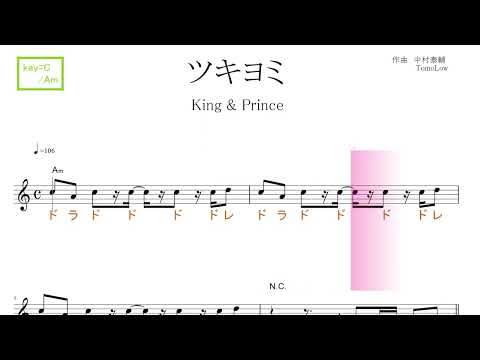 ツキヨミ　ドラマ『クロサギ』主題歌　YouTube Edit（ King & Prince）key=C/Am ／ドレミで歌う楽譜【コード付き】