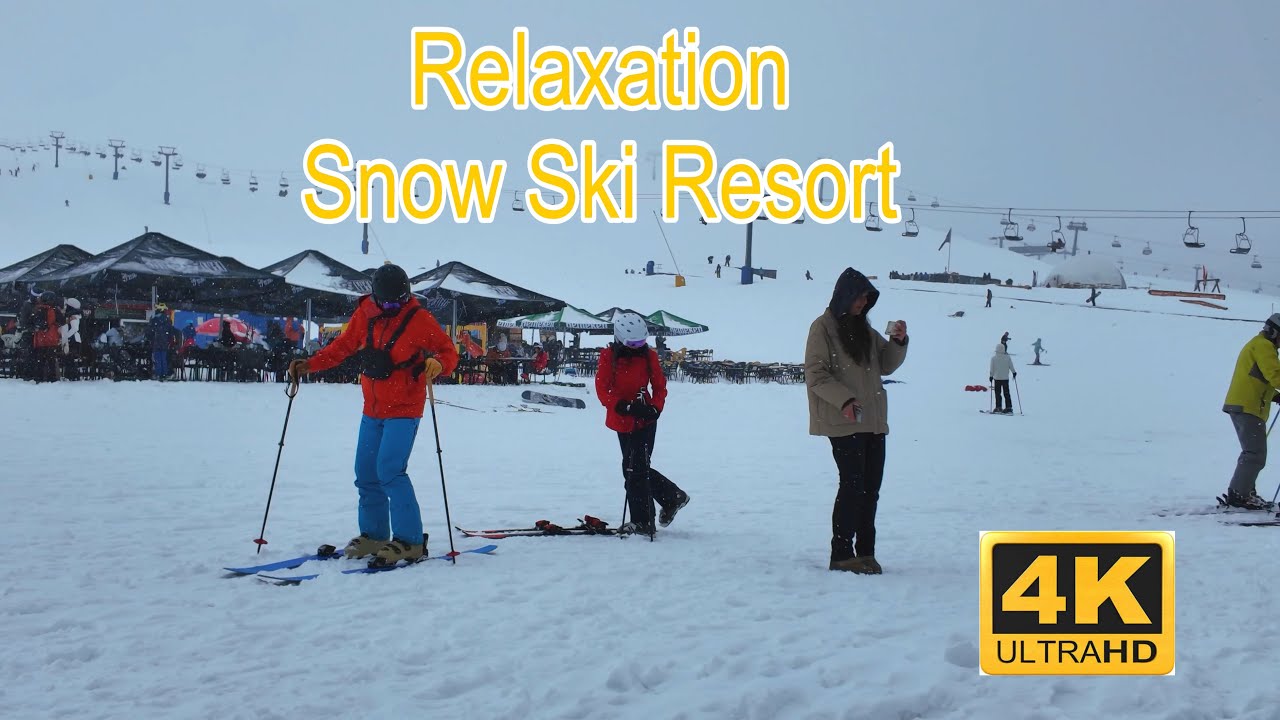 1 Hour of Snow Skiing | [4K] Relaxation With Original Sound | Snow Fall | -7°