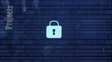 Hacker element and pixel noise Glitch with a security lock