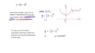 [Direct Proportion] Determine if variables x and y in y=(x-1)^2 are in direct proportion