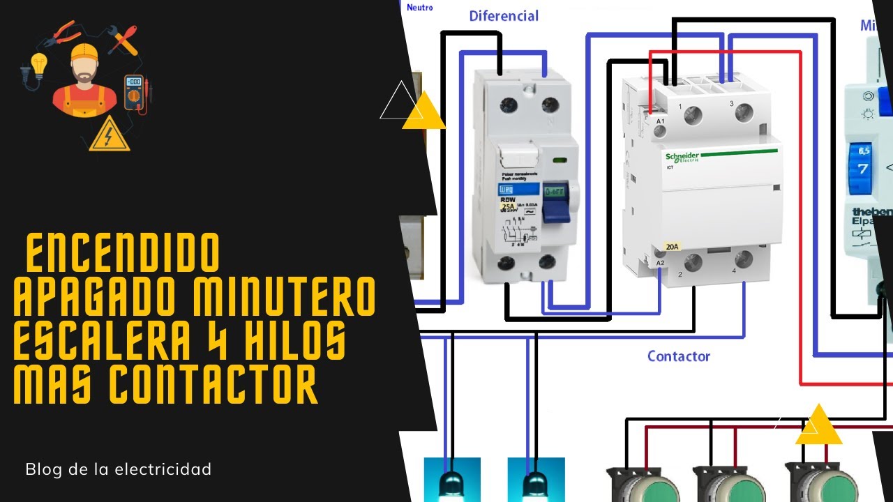 Minutero de escalera electromecánica4 cables con conexión para