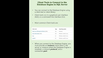 Client Tools to Connect to the Database Engine in SQL Server #Short