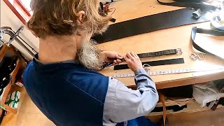 INSIDE AN AMISH HARNESS SHOP // Eli helps Fix the Harness for our Suffolk Punch Colts