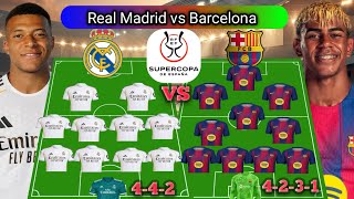 REAL MADRID VS BARCELONA SUPERCOPA FINAL 2026. HEAD TO HEAD PREDICTED LINEUPS.