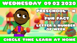 Wednesday 09/02/20 | Circle Time Preschool At Home | Social Distance Learning