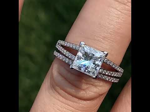 Moissanite & Diamond Engagement Split Shank Ring, 0.34ct ring video