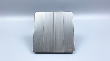 Công Tắc 4 Nút Tràn Viền Hợp Kim Cao Cấp Màu Ghi Xám Chính Hãng Tenko TK-DA-04