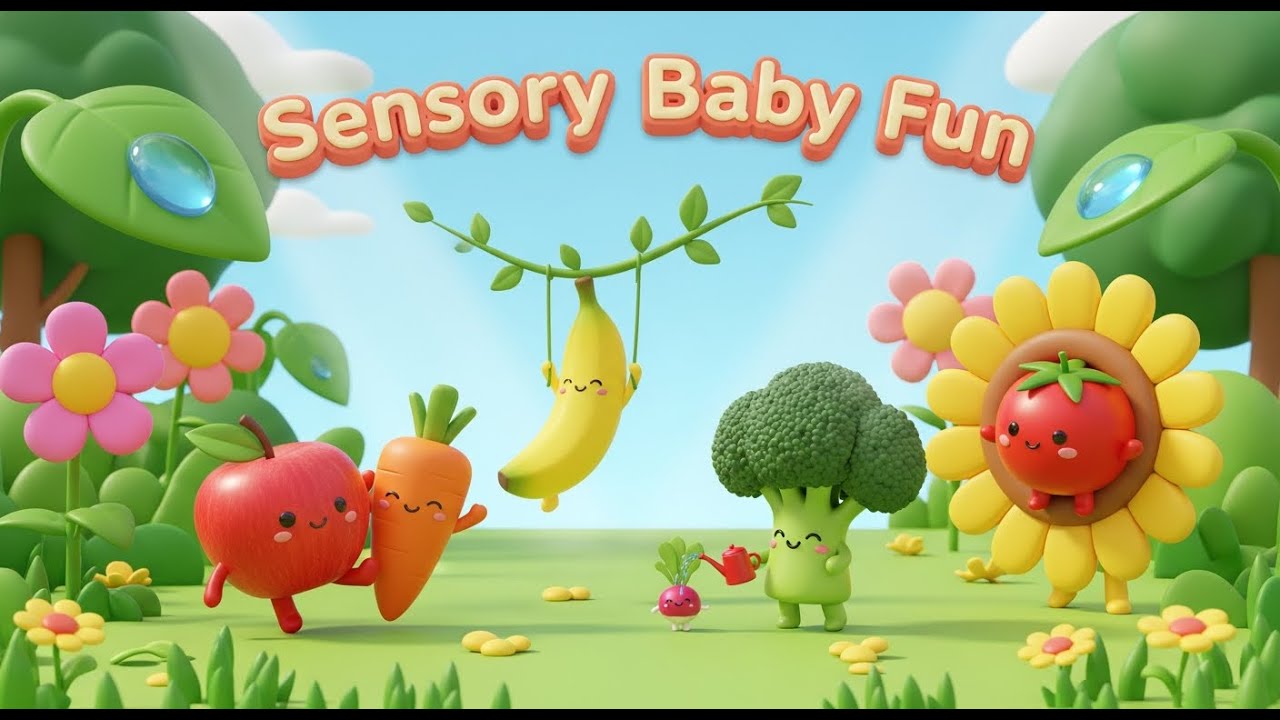Fruit Party & Veggie Characters🍒Gentle Motion Baby Sensory🥦