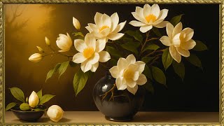 Magnolia Elegance | Gold Framed Vintage Flower Painting in 4K | The Art Corner Screensaver TV Art screenshot 5