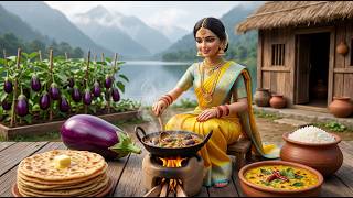 Miniature Doll Cooking Baingan Bharta &amp; Aloo Paratha 🍆 | Doll Cooking ASMR