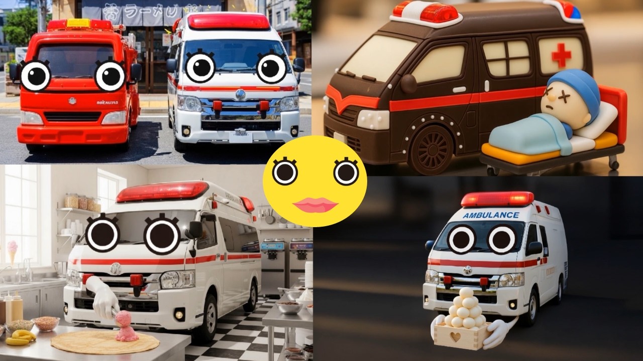 救急車がラーメン屋さんに!?働く車たちの日常を描くファンタジー物語集【ピポとウーの冒険】