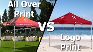 10x10 Tent Printing Options: Logo Print VS All Over Print - (Vispronet)
