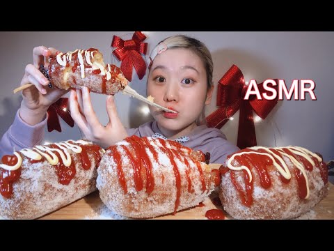 ASMR 爆弾チーズハットグ Cheesy Corn Dogs 치즈핫도그【咀嚼音/大食い/Mukbang/Eating Sounds】