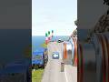 Cars &amp; School Bus vs Giant Pit Bollards Crash - BeamNG.Drive