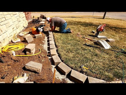 Flower Bed MAKEOVER With Retaining Wall and Irrigation Drip System