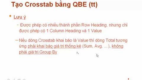 Quản lý sinh viên bằng Access - P5 - Crosstab
