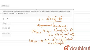 Theposition vector of a moving particle at time t is r=3hati+4thatj-thatk Its displacement durin...