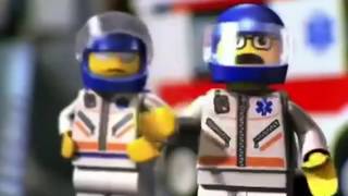 A man has fallen into LEGO city but I replace random words with hey