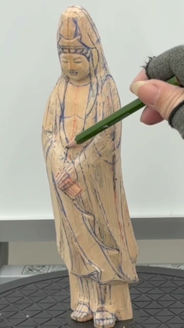 Challenge Buddha Sculpture 3718 White-robed Kannon (Kiso Hinoki