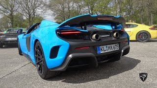 McLaren 675 LT Coupe \& 675 LT Spider in ACTION! REVS, Drag Races \& More Sounds!