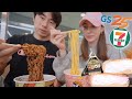 eating *only* korean convenience store food for 24 hours 🍜