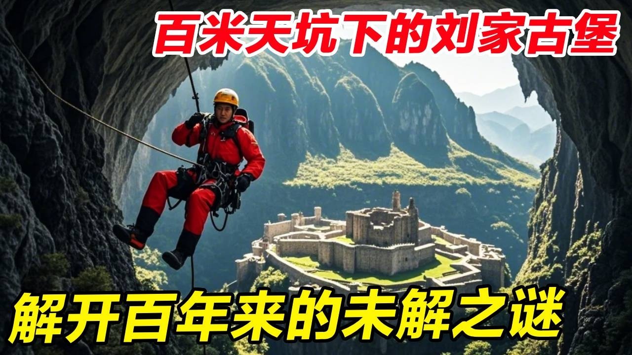 胆大小伙索降百米天坑，寻找消失百年的刘家古堡，终于揭开传说中的未解之谜【户外小北哥】#探秘#探险