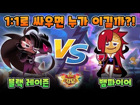 [쿠키런 킹덤] 블랙레이즌 vs 뱀파이어! 1:1로 싸우면 누가 이길까? [구스마일]