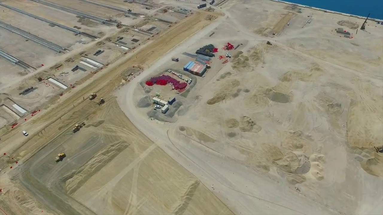 View of the construction site of APM Terminals MedPort on the new port ...