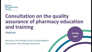 Webinar on quality assurance of pharmacy education and training consultation