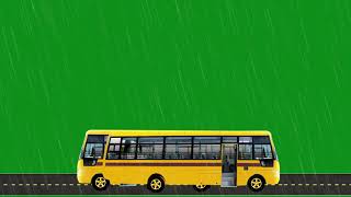 4K Green Screen School Bus in Rain School Bus Animation Video Bus Animations