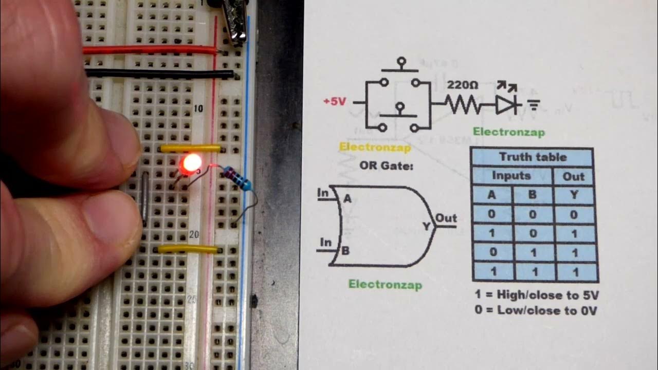 Push button switch based OR logic gate demo circuit for learning