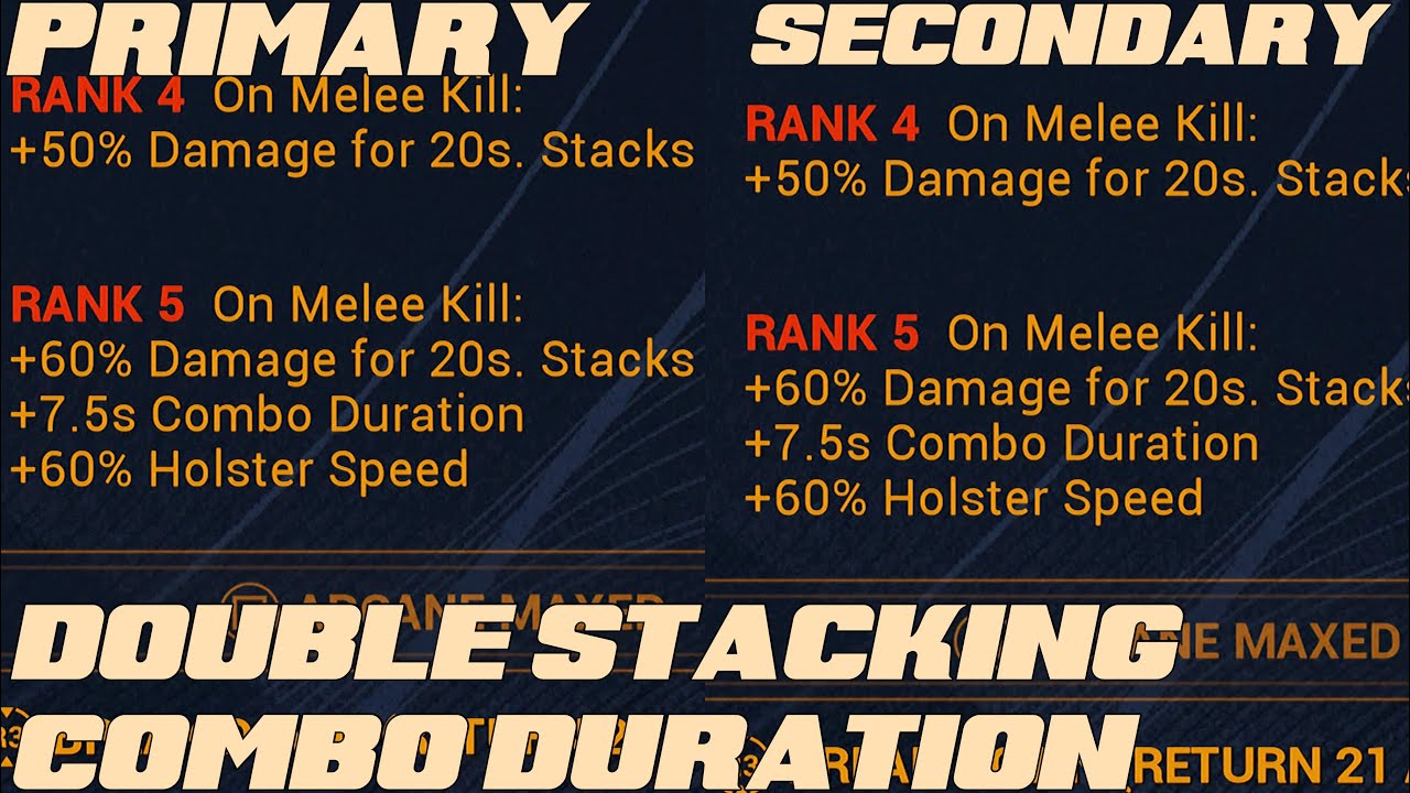Warframe- Doube Dexterity: Double Combo Duration | Primary & Secondary Arcane