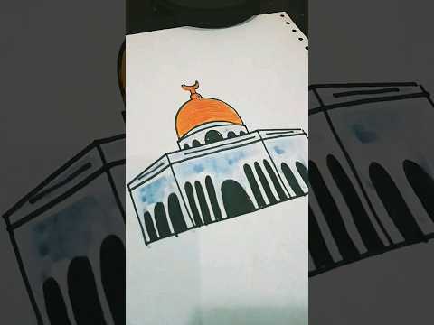 أسهل طريقه لرسم مسجد قبة الصخره تعليم الرسم  طوفان الاقصي إسرائيل فلسطين الوان