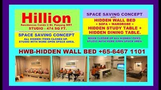 Hillion 1 Room 474sqft Wall Bed +HiddenDining&StudyTable.Space SavingConcept w BigOpenArea.HDB.BTO