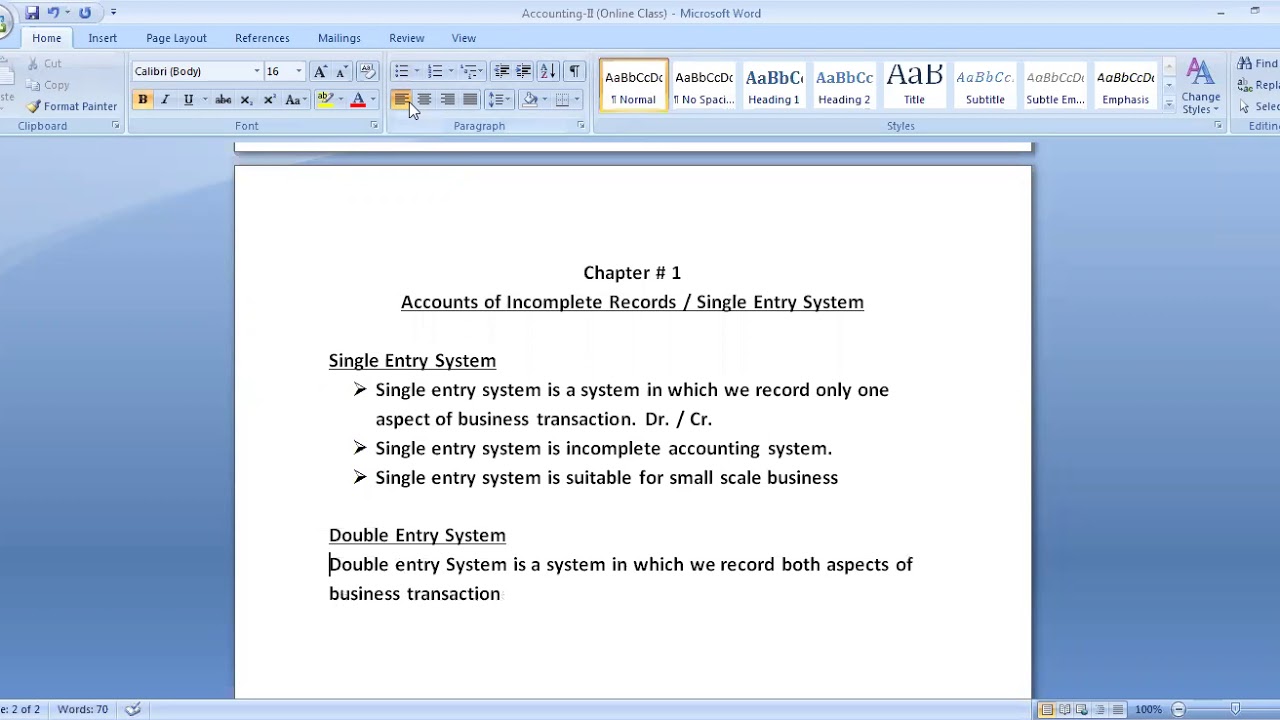 Princilpes of Accounting, I.Com-II Lecture 1 Chapter (Single Entry System)