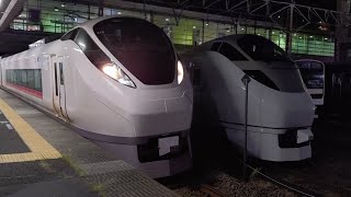 E657系K19編成の特急ときわ79号勝田止まりが勝田駅4番線から発車するシーン