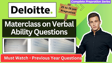 Deloitte Questions prepration for 24 to 28 Jan 2025 | Deloitte Previous Year Verbal Ability ques.