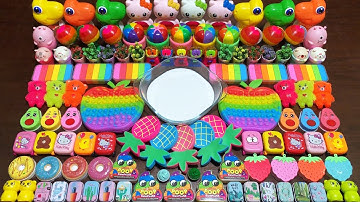 INTERESTING WITH CLAY AND GLITTER ! Mixing Random Things Into GLOSSY Slime #2605